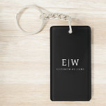 Llavero Monograma moderno Minimalista negro y blanco<br><div class="desc">Presentamos nuestra Colección de Monogramas Modernos Minimalistas en Blanco y Negro: Adopte la simplicidad y la sofisticación con nuestros diseños minimalistas, curados para elevar su estilo sin esfuerzo. Esta colección, elaborada con gran interés para la estética moderna, presenta elegantes diseños en blanco y negro acentuados por monogramas personalizados. Desde papel...</div>