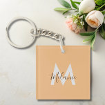 Llavero Monograma moderno y elegante del naranja minimalis<br><div class="desc">El diseño elegante presenta una estética depurada y contemporánea, combinando elementos minimalistas con una combinación de colores naranjas vibrantes. Con su monograma personalizado, este llavero le añade un toque de individualidad a sus accesorios mientras mantiene sus llaves organizadas y fáciles de encontrar. Actualice el aspecto de su cadena de claves...</div>