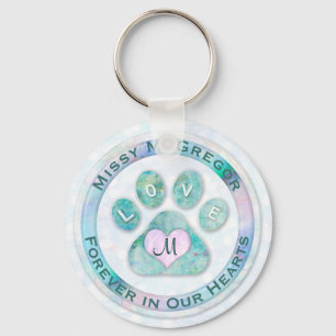 Llavero Monograma Monograma de Mascota simple y dulce Paw 