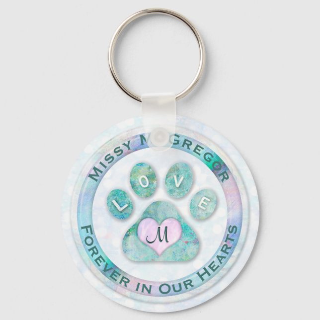 Llavero Monograma Monograma de Mascota simple y dulce Paw  (Anverso)