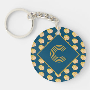 Llavero Monograma Nautical Blue Gold