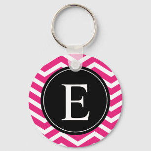 Llavero Monograma negro de Chevron blanco rosado