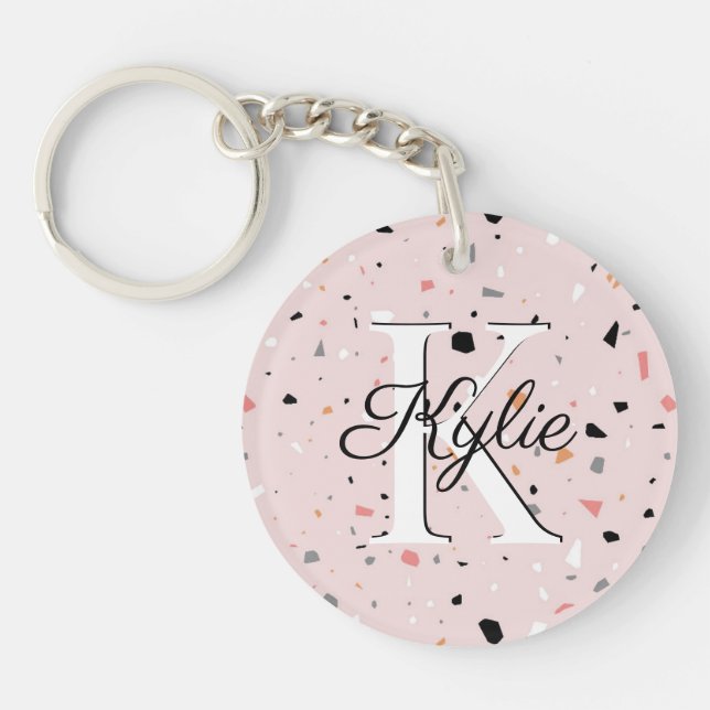 Llavero Monograma Nombre inicial Terazzo Aralílico Keychai (Frente)
