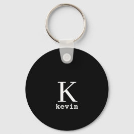 Llavero Monograma nombre personalizado negro elegante mode