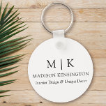 Llavero Monograma o adición de la ronda comercial de logot<br><div class="desc">Keychain Minimalista de Ronda moderna. Blanco y negro o elige tus colores personalizados. Perfecto para pequeñas empresas, marcas de empresas, autónomos, ferias o eventos y más. Fácil de personalizar con sus iniciales de monograma, nombre comercial e información, título de trabajo, lema o incluso añadir su logotipo o diseño de marca...</div>