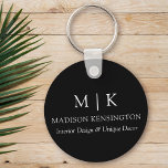 Llavero Monograma o Agregar logotipo Redondo comercial Neg<br><div class="desc">Keychain Minimalista de Ronda moderna. Blanco y negro o elige tus colores personalizados. Perfecto para pequeñas empresas, marcas de empresas, autónomos, ferias o eventos y más. Fácil de personalizar con sus iniciales de monograma, nombre comercial e información, título de trabajo, lema o incluso añadir su logotipo o diseño de marca...</div>