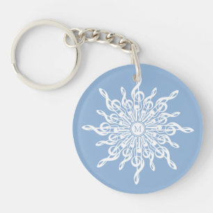 Llavero Monograma Ornamental Azul invernal G-Clef Snowflak
