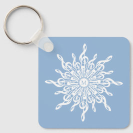 Llavero Monograma Ornamental Azul invernal G-Clef Snowflak