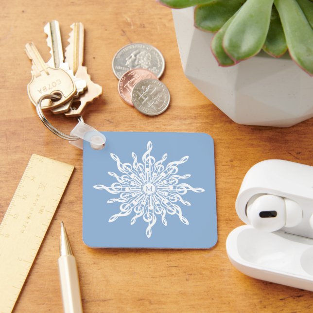Llavero Monograma Ornamental Azul invernal G-Clef Snowflak (Escritorio )