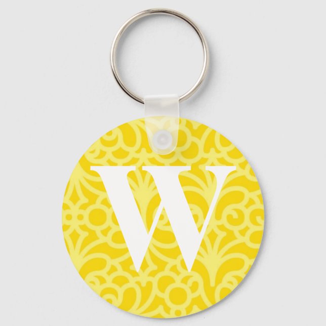 Llavero Monograma Ornate Floral - Letra W (Anverso)