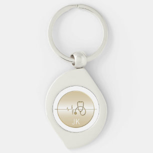 Llavero Monograma Oro Medicamento Stethoscope