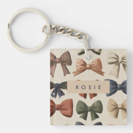 Llavero Monograma Patrón de reverso retro personalizado