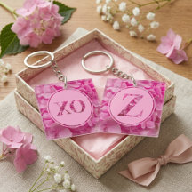 Monograma personalizada de flores rosadas con la l
