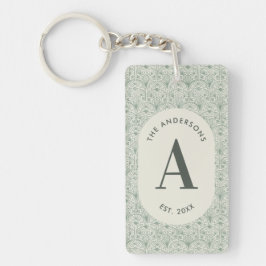 Llavero Monograma personalizado de apellido familiar Verde