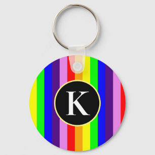 Llavero Monograma Personalizado de franjas arcoiris vertic