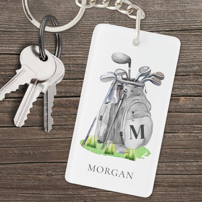 Llavero Monograma Personalizado de Golfista (Personalized Golfer Monogram Keychain)