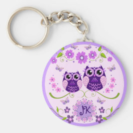 Llavero Monograma Personalizado de lechuzas, flores y mari