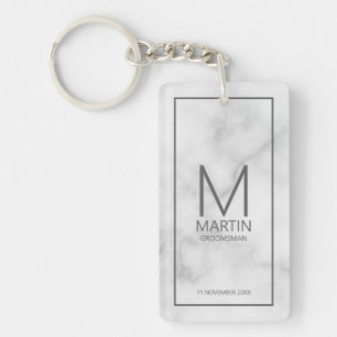 Llavero Monograma personalizado de mármol y Groomsmen de n