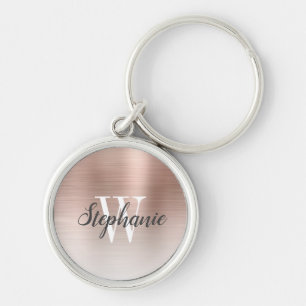 Llavero Monograma personalizado de metal cepillado en oro 