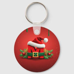Llavero Monograma personalizado de Navidad M con sombrero