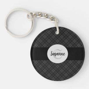 Llavero Monograma personalizado del blanco negro de moda