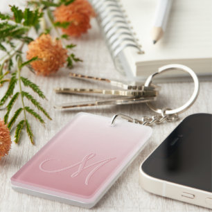 Llavero Monograma personalizado en gradiente de rosa coral