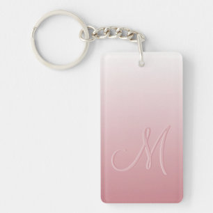Llavero Monograma personalizado En Gradiente Rosa De Rubor