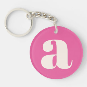 Llavero Monograma personalizado en rosa caliente y letra r
