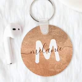 Llavero Monograma personalizado en rosa oro foil lujo
