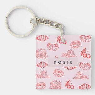 Llavero Monograma personalizado Encantadora Fresa de Cerez