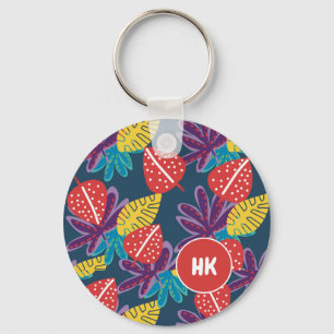 Llavero Monograma personalizado floral tropical hawaii exó
