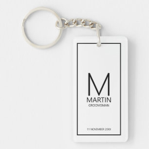 Llavero Monograma personalizado moderno y Groomsmen de nom