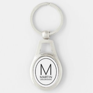 Llavero Monograma personalizado moderno y Groomsmen de nom