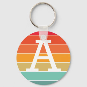 Llavero Monograma Personalizado Puesta de Sol Retro
