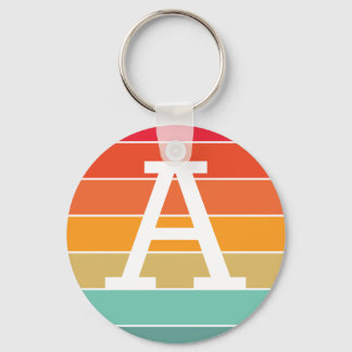Llavero Monograma Personalizado Puesta de Sol Retro