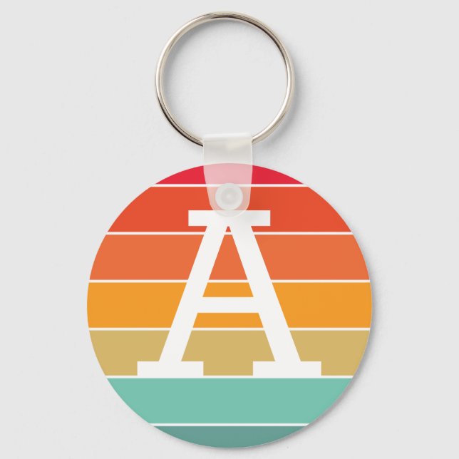 Llavero Monograma Personalizado Puesta de Sol Retro (Anverso)