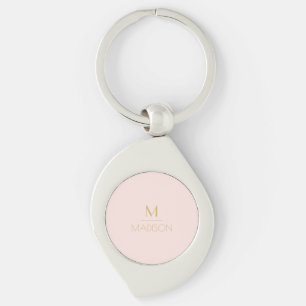 Llavero Monograma personalizado rosa y dorado   Nombre    