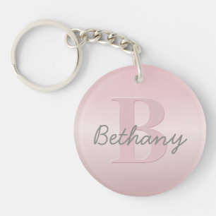 Llavero Monograma personalizado rosa y script de tu nombre