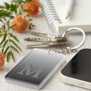 Llavero Monograma personalizado Sobre El Gradiente Blanco 
