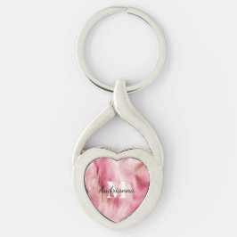 Llavero Monograma Piel de vaca de lechuza rosa moda