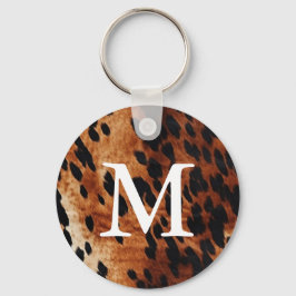 Llavero Monograma Piel de vaca marrón