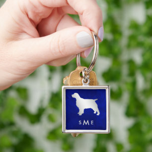 Llavero Monograma Plata Azul Perro Español