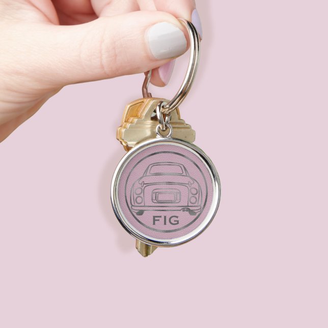 Llavero Monograma plateado del coche del figarro rosado (Add your initials! Perfect for your pink figaro car keys)