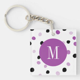 Llavero Monograma púrpura y puntos negros