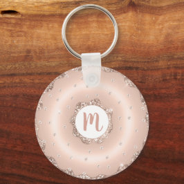 Llavero Monograma purpurina de oro rosa guion de rosquilla