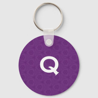 Llavero Monograma Q o Cualquier efecto 3D púrpura inicial 