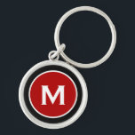Llavero Monograma rojo clásico moderno<br><div class="desc">Personalizado Clásico Monograma Keychain Monograma Inicial Blanco Rojo Negro. Perfecto como regalo de vacaciones,  favores de reunión familiar,  gracias a los padrinos y regalo para cualquier ocasión especial.</div>