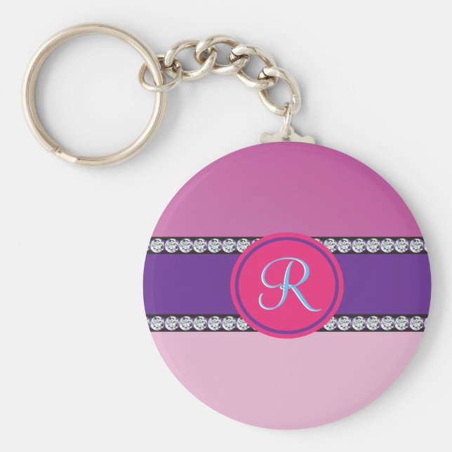Llavero Monograma rosa magenta (Frente)