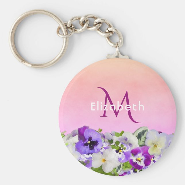 Llavero Monograma rosa morado (Frente)