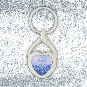 Llavero Monograma simple cepillado azul Metalizado y Purpu